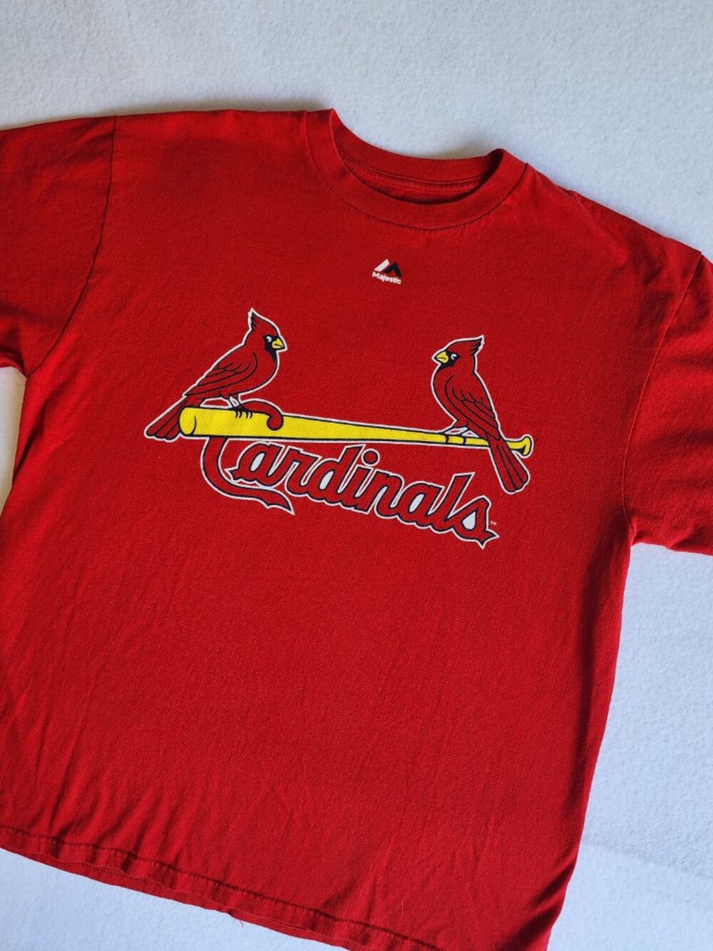Vintage St. Louis Cardinals Majestic Red Baseball T-Shirt size L - FLAW